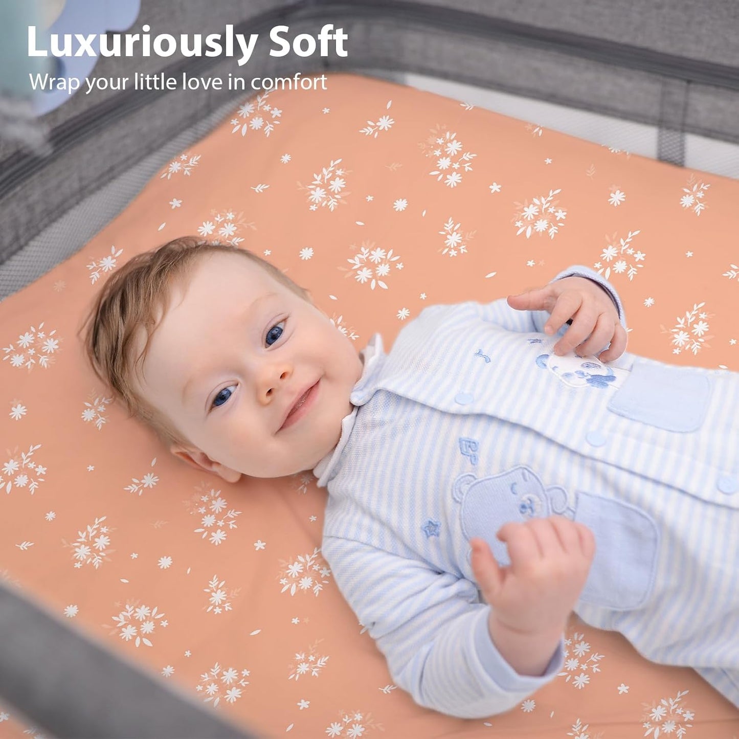 Baby Bedside Bassinet Sheets Girl, 33”x20” Compatible with Baby Delight Dream On Me & Most Rectangle Bedside Sleeper Bassinet Mattress, Super Soft Microfiber Pink Butterfly Flower