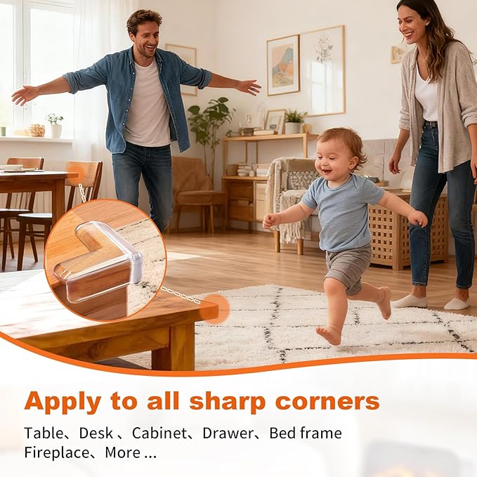 8 Pack Corner Protector Baby, Clear Coner Guard Furniture Corner & Edge Safety Bumpers Cushion for Table Edges & Sharp Coners, Baby Proofing, L Shaped