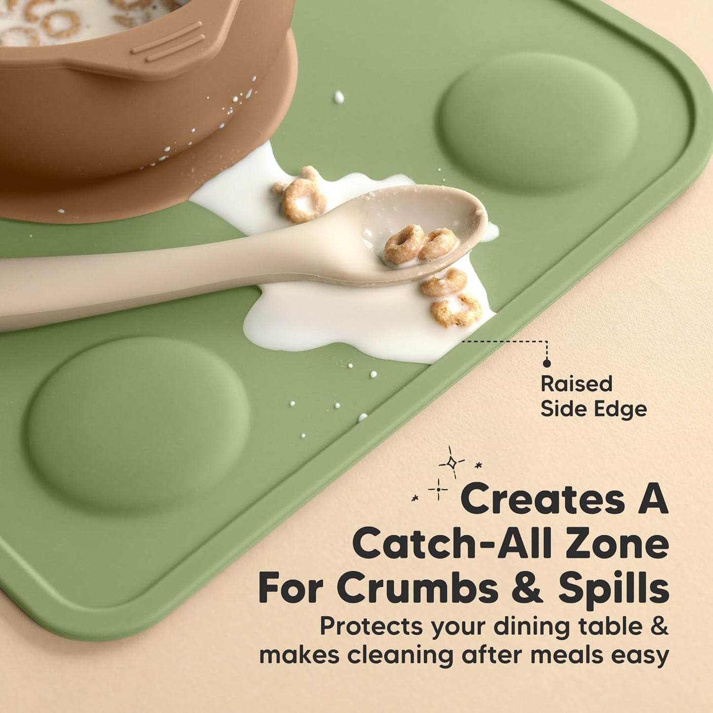 KeaBabies 2pk Silicone Placemats for Toddlers, Kids - 12x9 Non Slip Suction Baby Silicone Placemat for Restaurants, Dining Table,Travel, Easy to Clean, Food Grade/BPA-Free,Small Baby Table Mat(Slate)