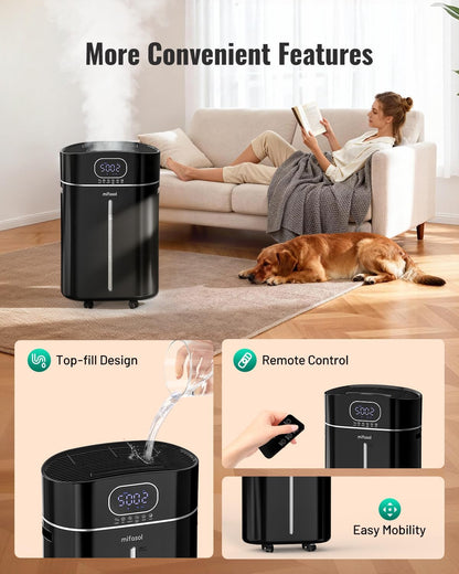 Humidifier Large Room Warm and Cool Mist, 3.2Gal/12L Humidifiers for Home 800 sq ft, Air Humidifiers for Bedroom with Diffuser & Flame Light, Whole House Humidifiers for Nursery Baby Plants, White
