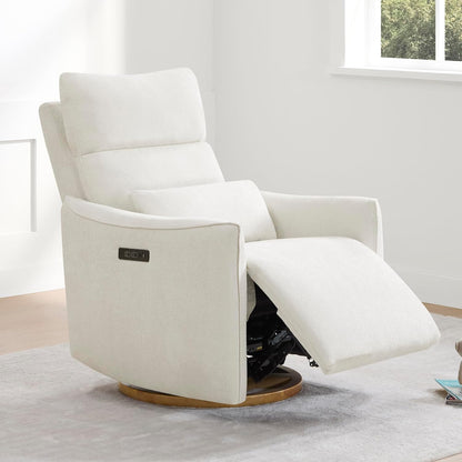 CHITA Swivel Rocker Recliner Chair, Power Nursery Glider Recliner, Nursery Rocking Chair with Adjustable Power Headrest, FSC Certified, Solid Wood Base, Moss Green