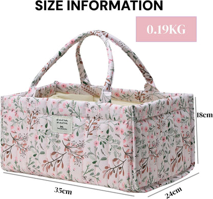 Diaper Caddy Organizer,Cute Floral Nursery Storage Basket,Soft Portable Changing Table Car Caddy Organizer Gift (Floral B)