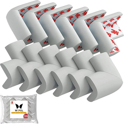 Soft Foam Corner Protectors for Baby, Bed Frame Corner Guards, Sharp Edge Desk Furniture Safety Cover Bumpers for Kids, 3M Adhesive Pre-Taped Rubber Padding Cushion (Gray, 12 Pack)