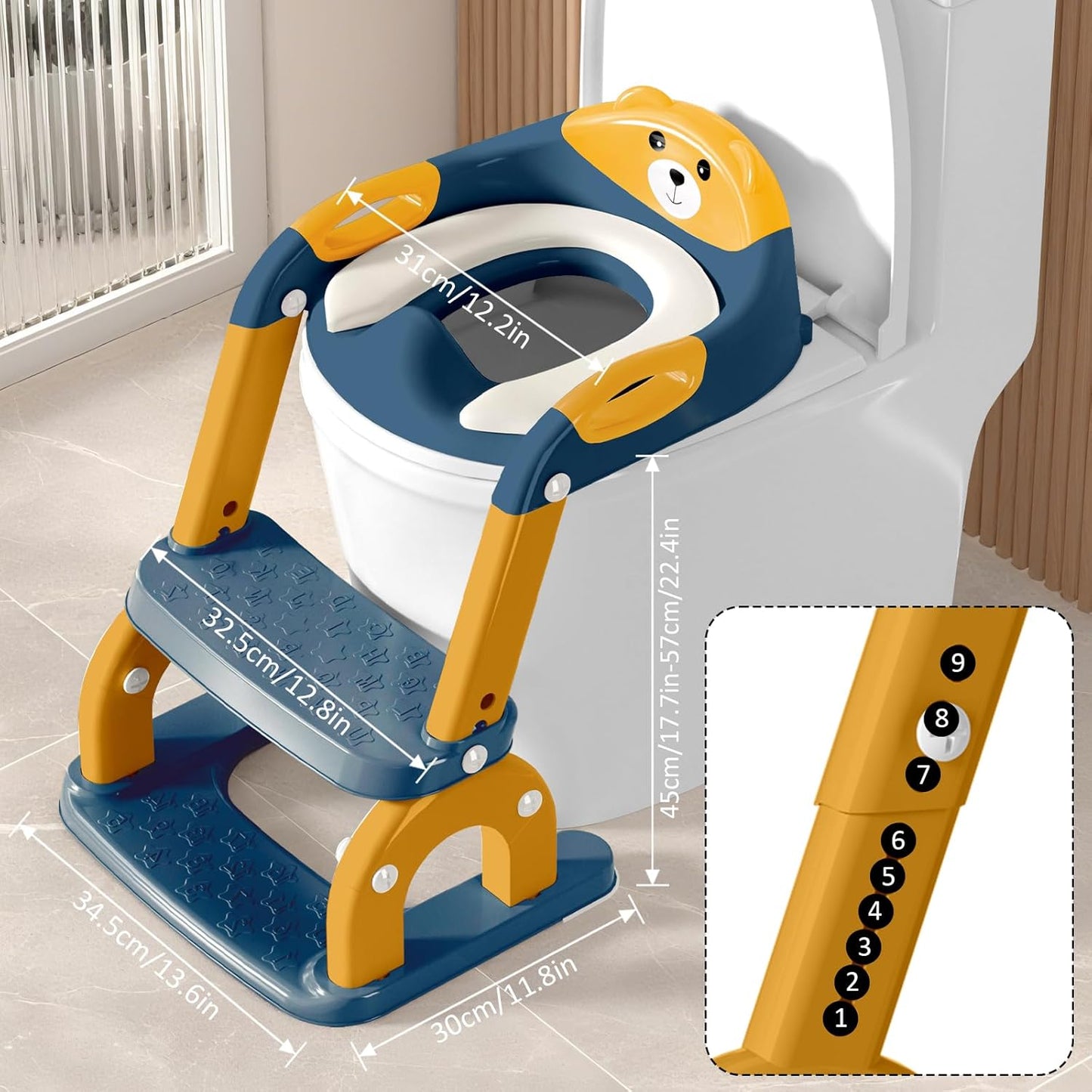 DEEKI Potty Training Seat Upgrade 2 in 1 Toddler Training Toilet Chair Potty Seat with Step Stool Ladder for Baby Kids Boys Girls(Grey)