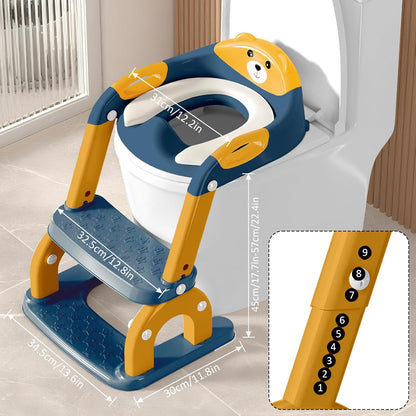 DEEKI Potty Training Seat Upgrade 2 in 1 Toddler Training Toilet Chair Potty Seat with Step Stool Ladder for Baby Kids Boys Girls(Grey)
