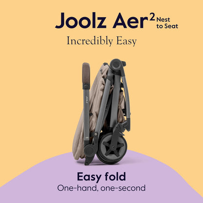Joolz Aer2 Nest-to-Seat Accessory - Parent-Facing Compact Travel Stroller Seat for Newborn to Toddler (Up to 33 lbs) –Lightweight One-Hand Fold – Airplane Approved – Space Black (Chassis Not Included)