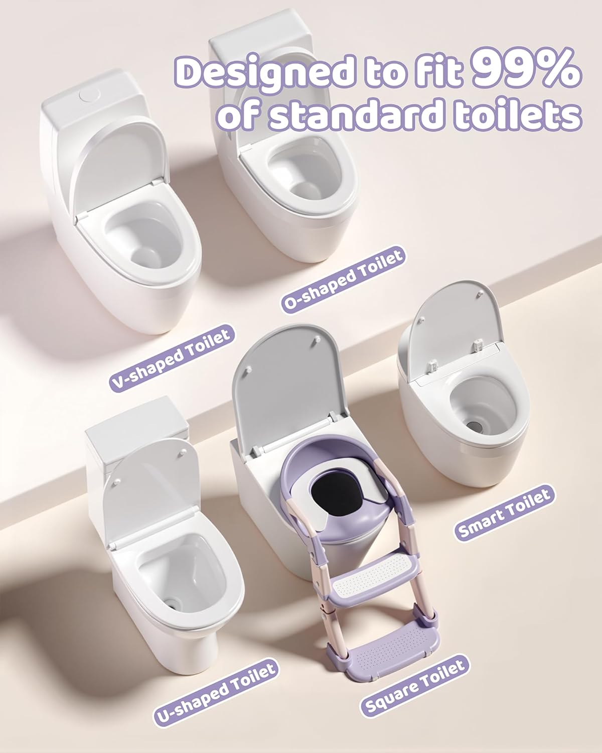 3-in-1 Potty Training Seat & Training Toilet & Potty Chair, Height AdjustableToddler Toilet Seat for Kids, Foldable Potty Training Toilet with Splash Guard & Anti-Slip Steps (Gray)