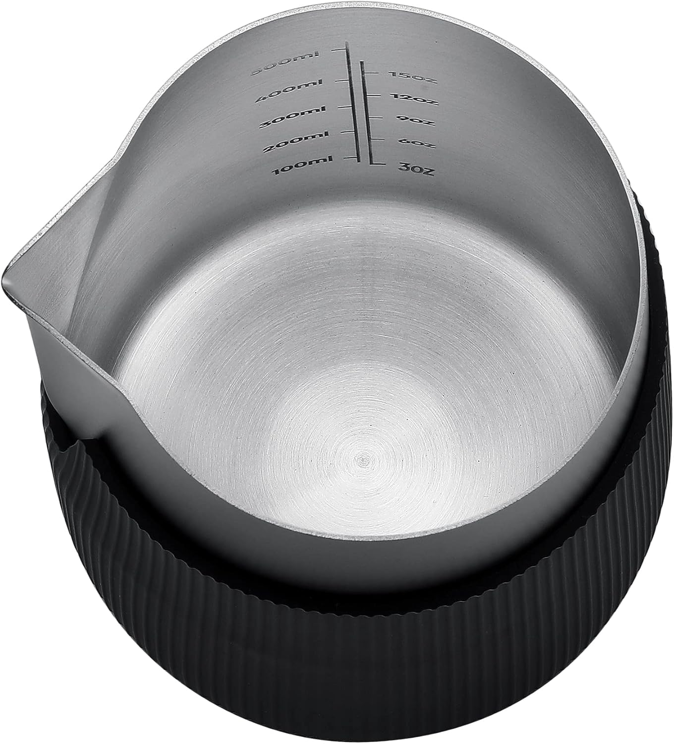 Normcore Handleless Milk Frothing Jug, Milk Pitcher 15.2 oz, Milk Frother Steamer Cup Stainless Steel Espresso Cup, Sharp Spout, Black, 450 ml