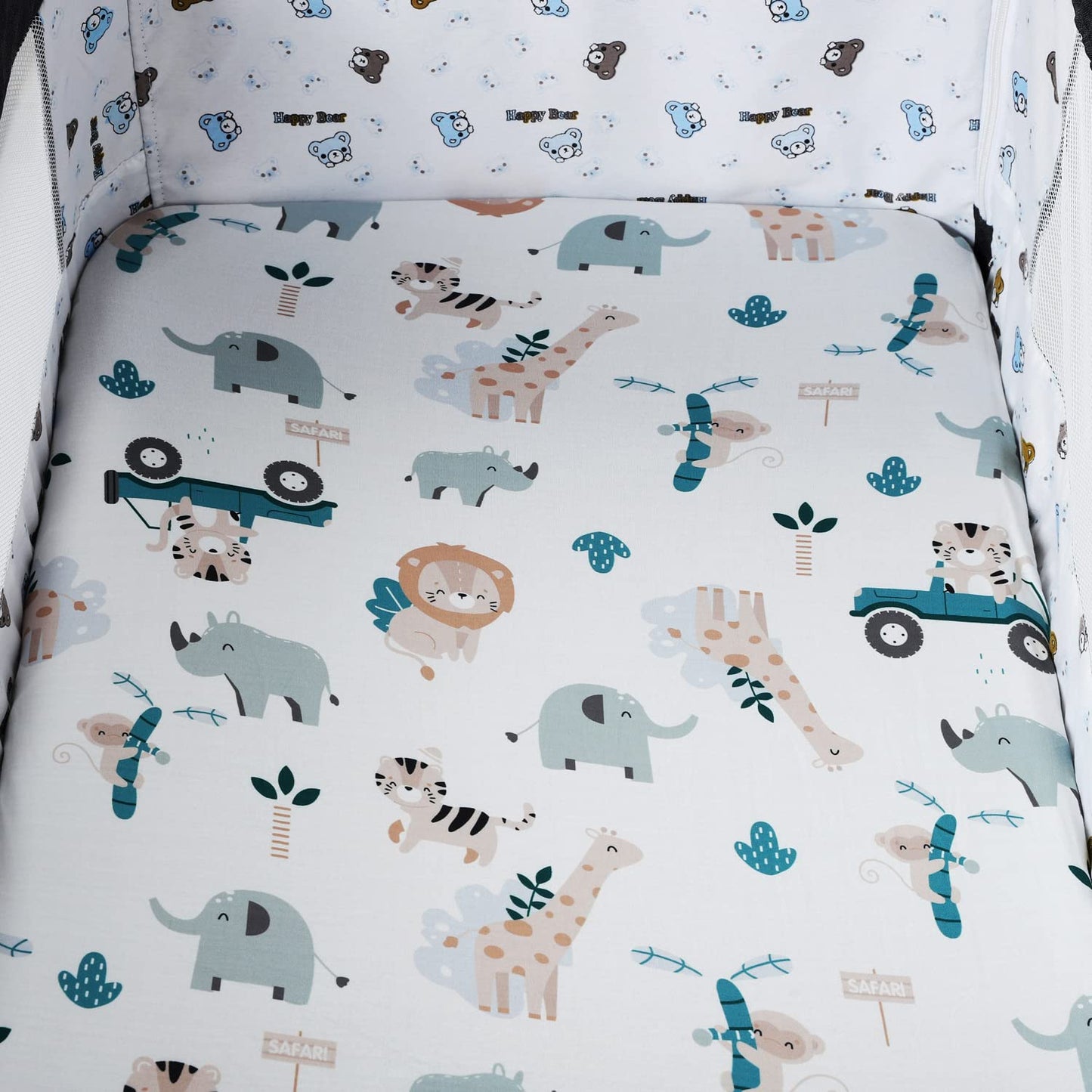 Bassinet Sheet Set 2 Pack Snug Fitted Bedside Sleeper Bassinet Sheets, Stretchy Ultra Soft, Unisex Boy Girl, Light Blue & Dinosaur