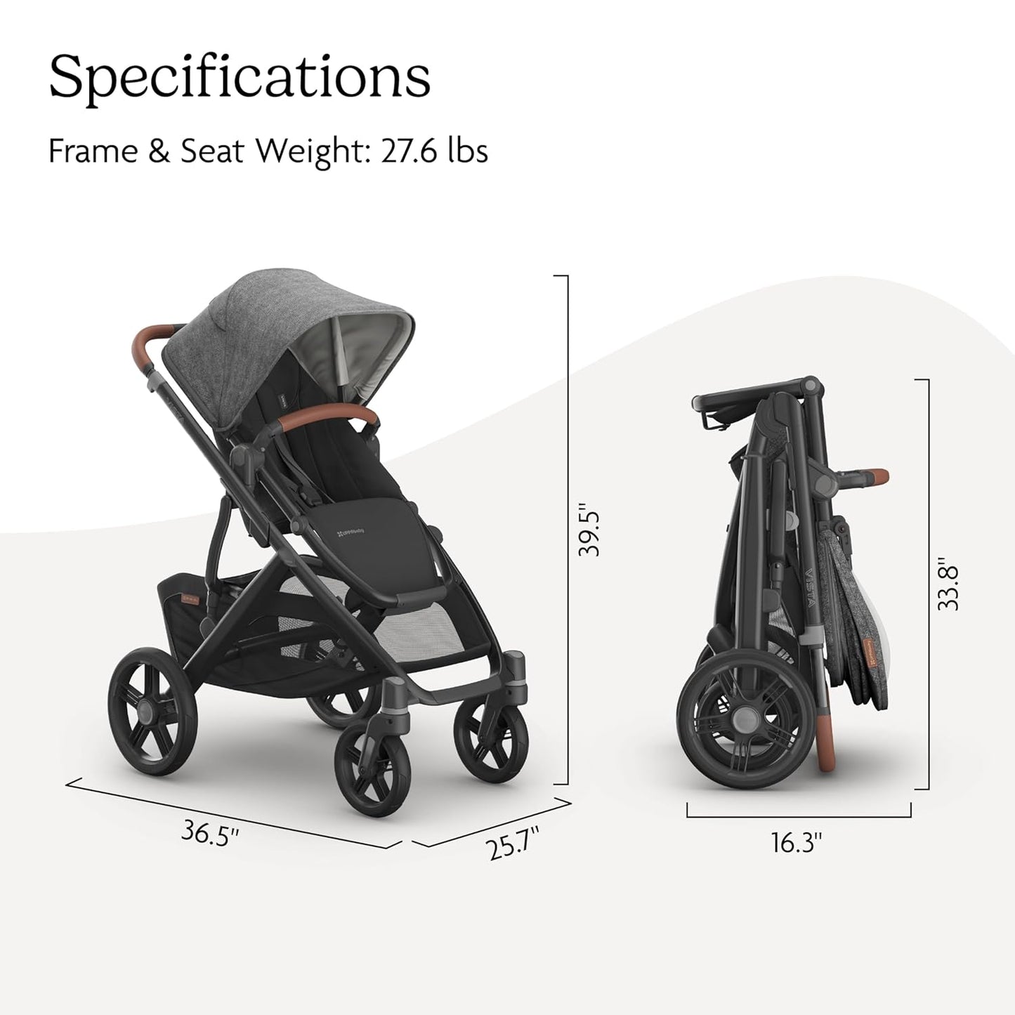 UPPAbaby Vista V3 Convertible Single-to-Double Stroller for Baby & Toddler, 30+ Configurations, Car Seat Compatible, All-Wheel Suspension, XL Basket – Owen (Mocha Mélange/Carbon Frame)