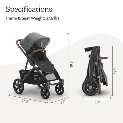 UPPAbaby Vista V3 Convertible Single-to-Double Stroller for Baby & Toddler, 30+ Configurations, Car Seat Compatible, All-Wheel Suspension, XL Basket – Owen (Mocha Mélange/Carbon Frame)