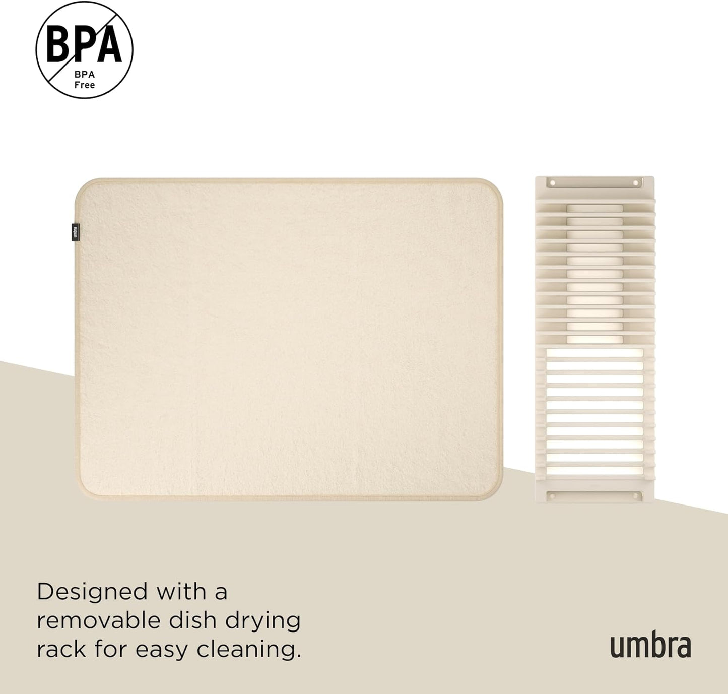 Umbra Udry Dish Rack and Microfiber Drying Mat – Space-Saving Design Folds Up for Easy Storage, Mini Rack, Gray