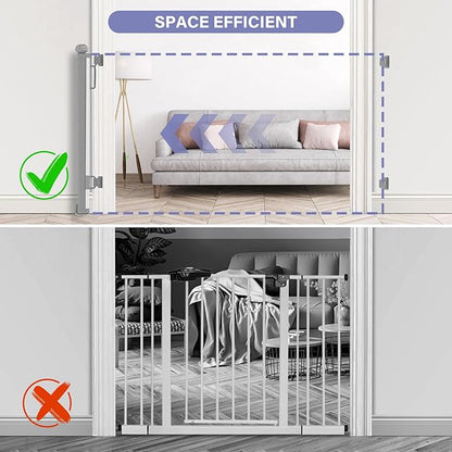 Retractable Baby Gates Extra Wide, PRObebi Retractable Dog Gate for the House Extends to 54" Wide 34" Tall, Gates for Baby Indoor, Stair Gate for Outdoor, Staris, Hallways, Doorways, Deck, Porch