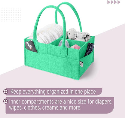 Mr. Pen- Baby Diaper Caddy Organizer, 1 Pack, Green, Baby Caddy Organizer with Handle, Compact Size, Collapsible & Portable
