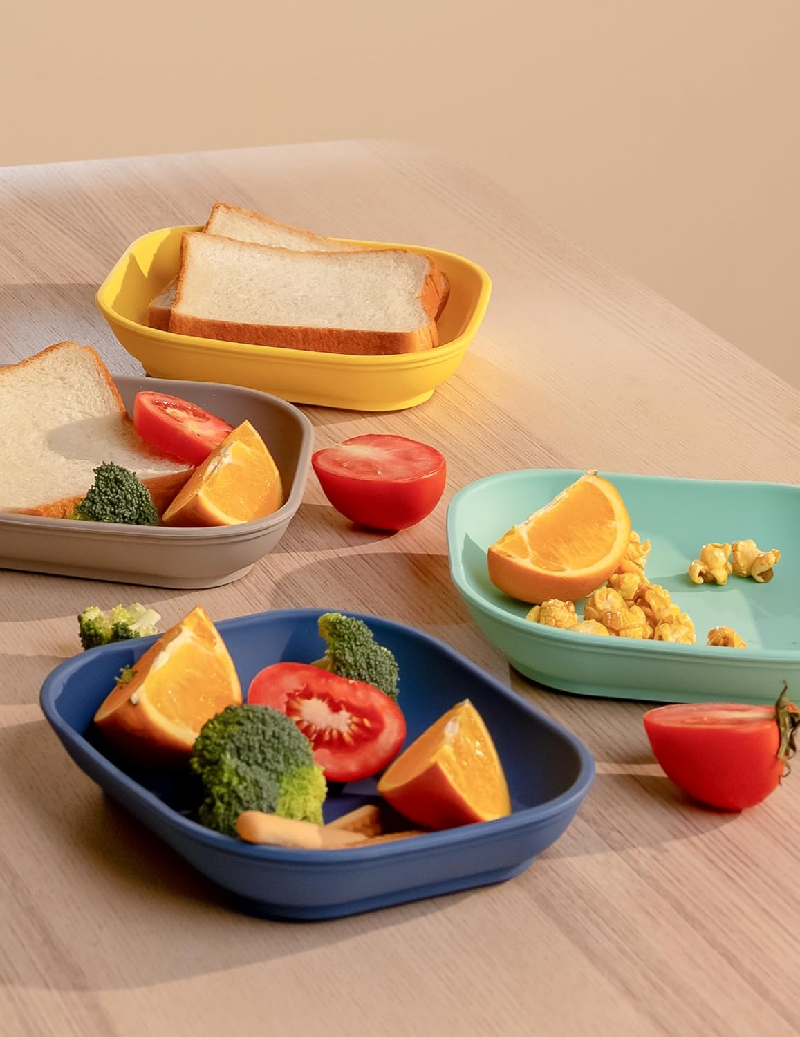 BABELIO Powerful Suction Plates for Baby and Toddler, 100% Food Grand Silicone, Divided, BPA Free, Microwave & Dishwasher Safe, Stay Put, 3 Pack