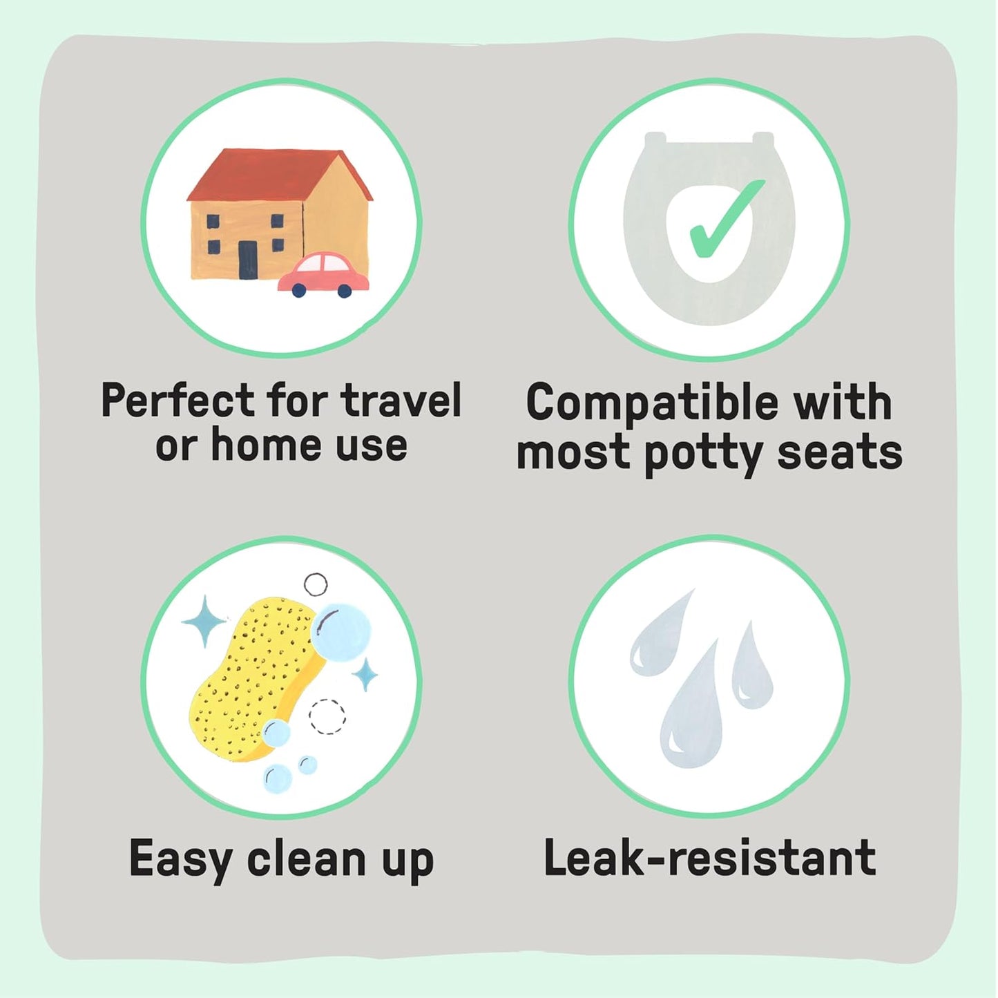 Ingenuity My Travel Potty, 2-in-1 Baby and Toddler Portable Potty Seat & Potty Ring, Lightweight Foldable, Includes Travel Bag & 3 Disposable Liners, Neutral