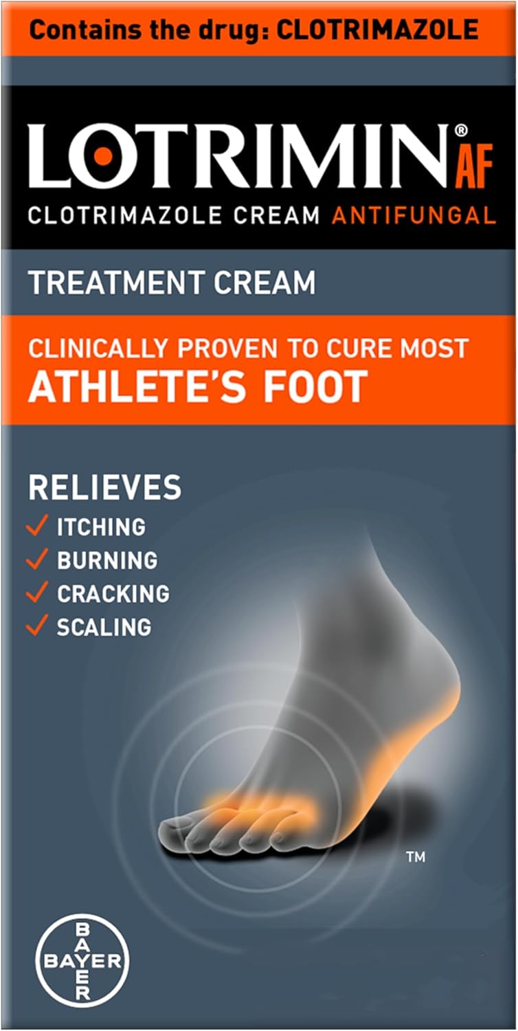 Lotrimin® AF Cream, Athlete's Foot 1% Clotrimazole Antifungal Cream Treatment, Clinically Proven Effective, 1.1 Ounce (New Look)
