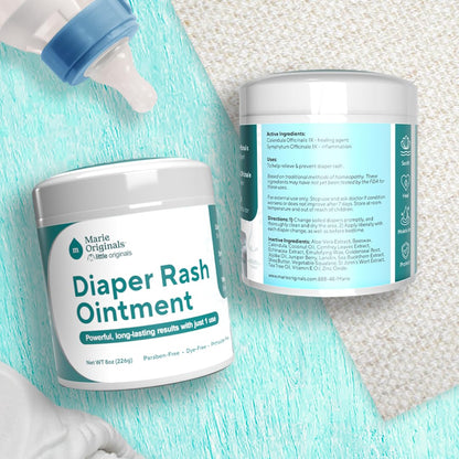 Marie Originals Premium Diaper Rash Ointment - Triple Action Diaper Rash Cream for Baby - Soothes and Moisturizes Dry Cracked Skin with Vitamin E, Coconut Oil, and Zinc Oxide diaper cream - 8 oz