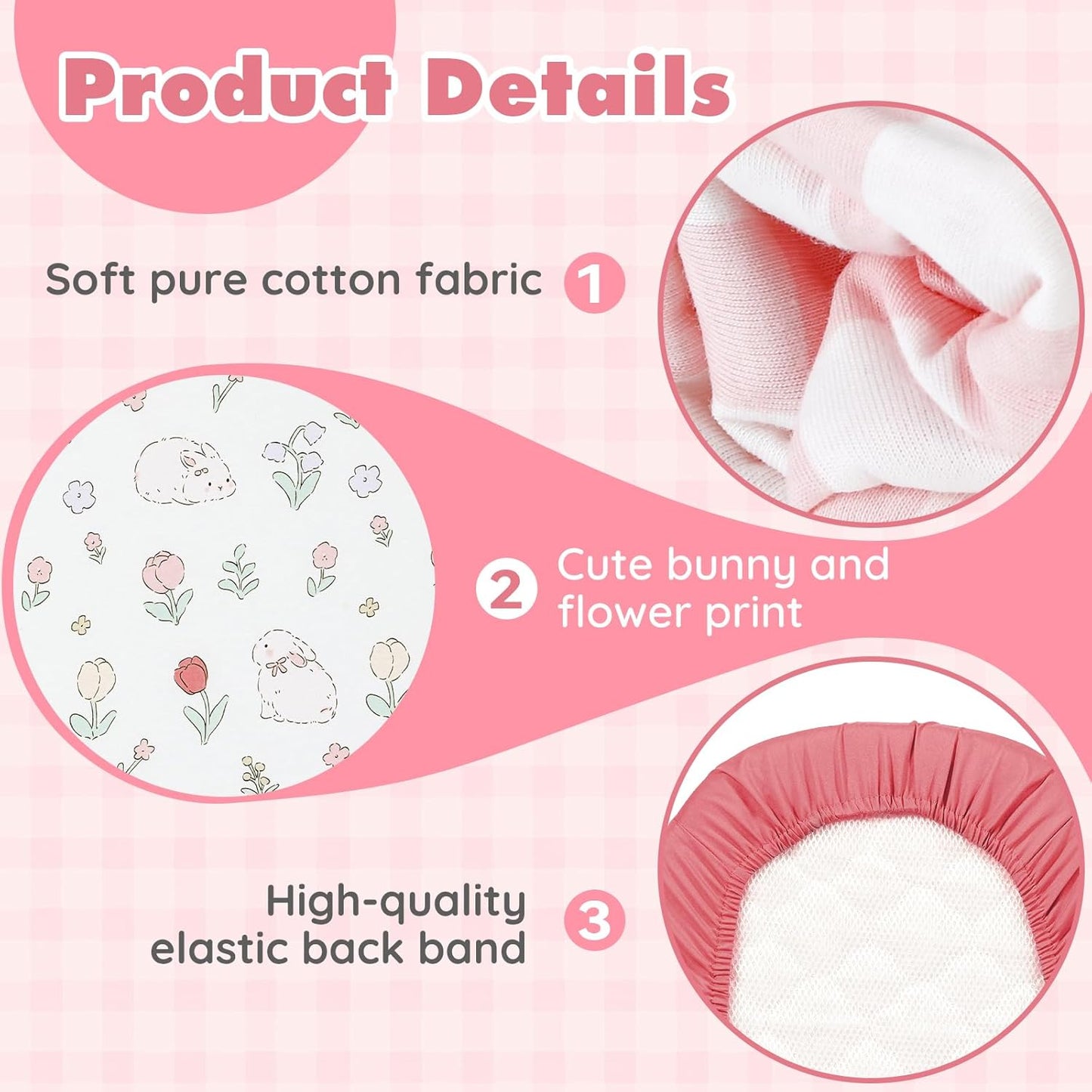 3 Pack Cotton Bassinet Sheets - 35"x19" for Newton, Ezebaby, Evolur Stellar, AMKE 3 in 1 Bedside Sleeper, Ultra Soft & Skin Friendly Bassinet Fitted Sheets, Pink Flower
