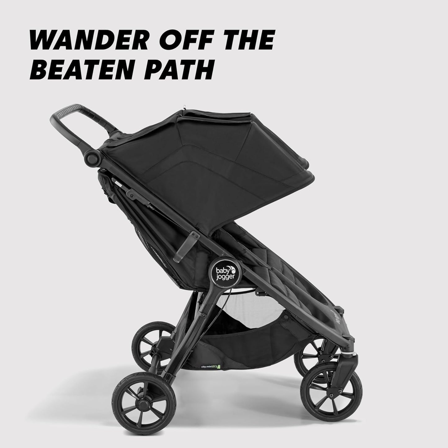 Baby Jogger City Mini GT3 All Terrain Baby Stroller with Forever Air Rubber Tires, All Wheel Suspension, Lightweight Stroller with Magnetic Buckle, No-Rethread Harness, and Foot Brake, Frosted Ivory