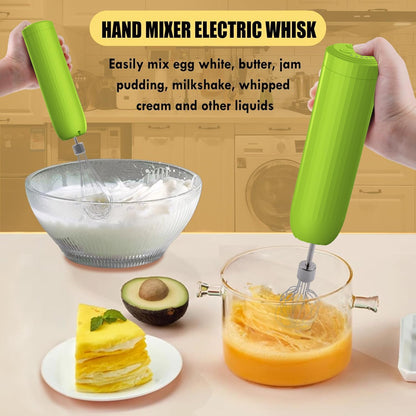 Hand Mixer with Whisk and Forther Wand,Electric Whisk, Milk Frother, Hand Held Mixers,Cordless Hand Mixer, Whisks for Cooking, Mini Mixer,Stirrers Electric,Food Chopper, Baby Food Maker,4-Speed, 10Oz