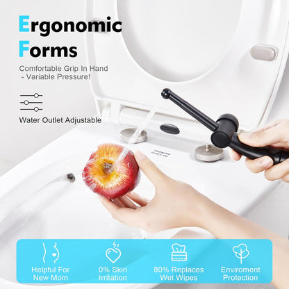CREA Handheld Bidet Sprayer for Toilet - Adjustable Jet Toilet Bidet Attachment with Hose for Feminine Wash & Cloth Diaper Sprayer Set - Stainless Steel Black