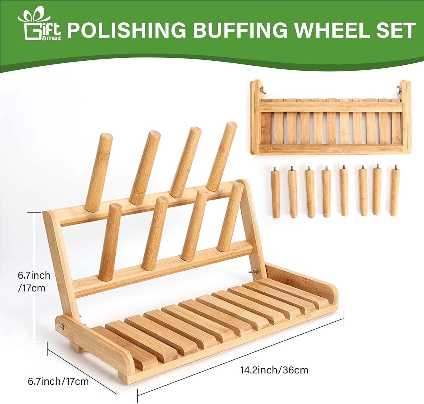 GiftAmaz Bamboo Baby Bottle Drying Rack, Space Saving Countertop Bottle Holder Portable Dryer Rack Organizer for Baby Bottles, Cups, Pacifiers and Accessories, Birthday Box for Women Mother Mom