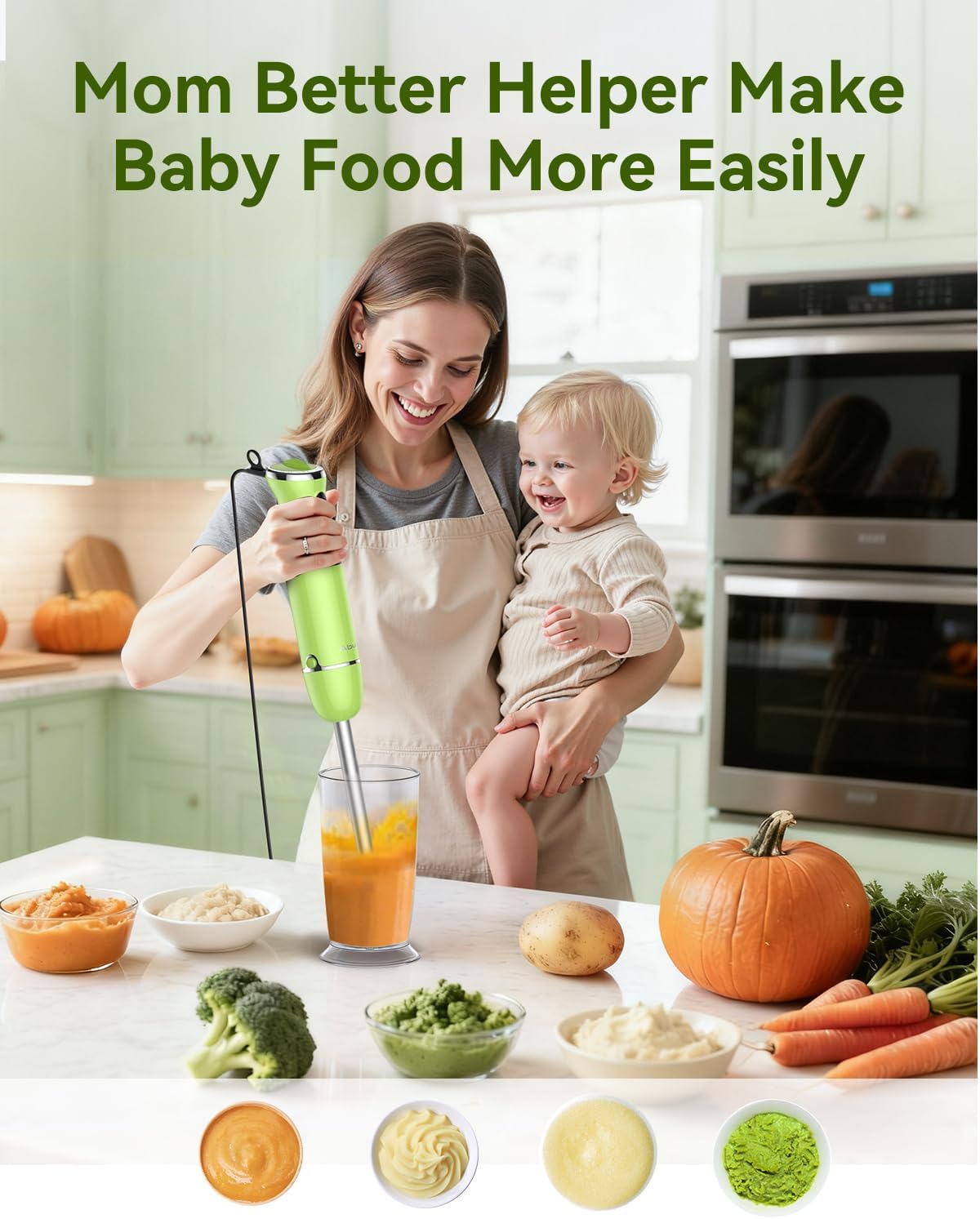 Immersion Blender Handheld 5 in 1 Hand Blender, 1000W Hand Mixer Stick, BPA-Free 12 Speed Handheld Blender 304 Stainless, Beaker, Chopper, Whisk and Milk Frother, Soup, Smoothies, Baby Food, Sauce