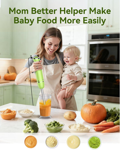 Immersion Blender Handheld 5 in 1 Hand Blender, 1000W Hand Mixer Stick, BPA-Free 12 Speed Handheld Blender 304 Stainless, Beaker, Chopper, Whisk and Milk Frother, Soup, Smoothies, Baby Food, Sauce