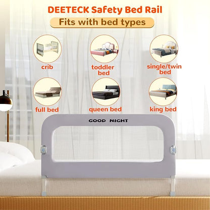 Bed Guard Rail for Toddlers - 32" Adjustable Heights & Folding up Portable Bed Railing for Baby - Toddler Bed Rails Guard for Crib, Twin, Bunk,Full Size, Queen & King Bed(Grey)