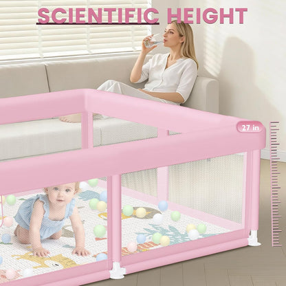 Hiaksedt Baby Playpen 50x50 Inch, Play Pens for Babies and Toddlers Baby Fence Play Yards for Indoor & Outdoor with Breathable Mesh Anti-Fall Playpen