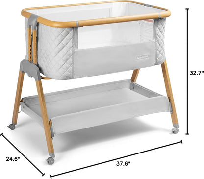 3 In 1 Baby Bassinet with Wheels, Portable Bedside Sleeper for Baby with 7 Adjustable Heights and Foam Mattress, Baby Bedside Crib for Newborns and Infants with Storage Basket, Carry Bag Included