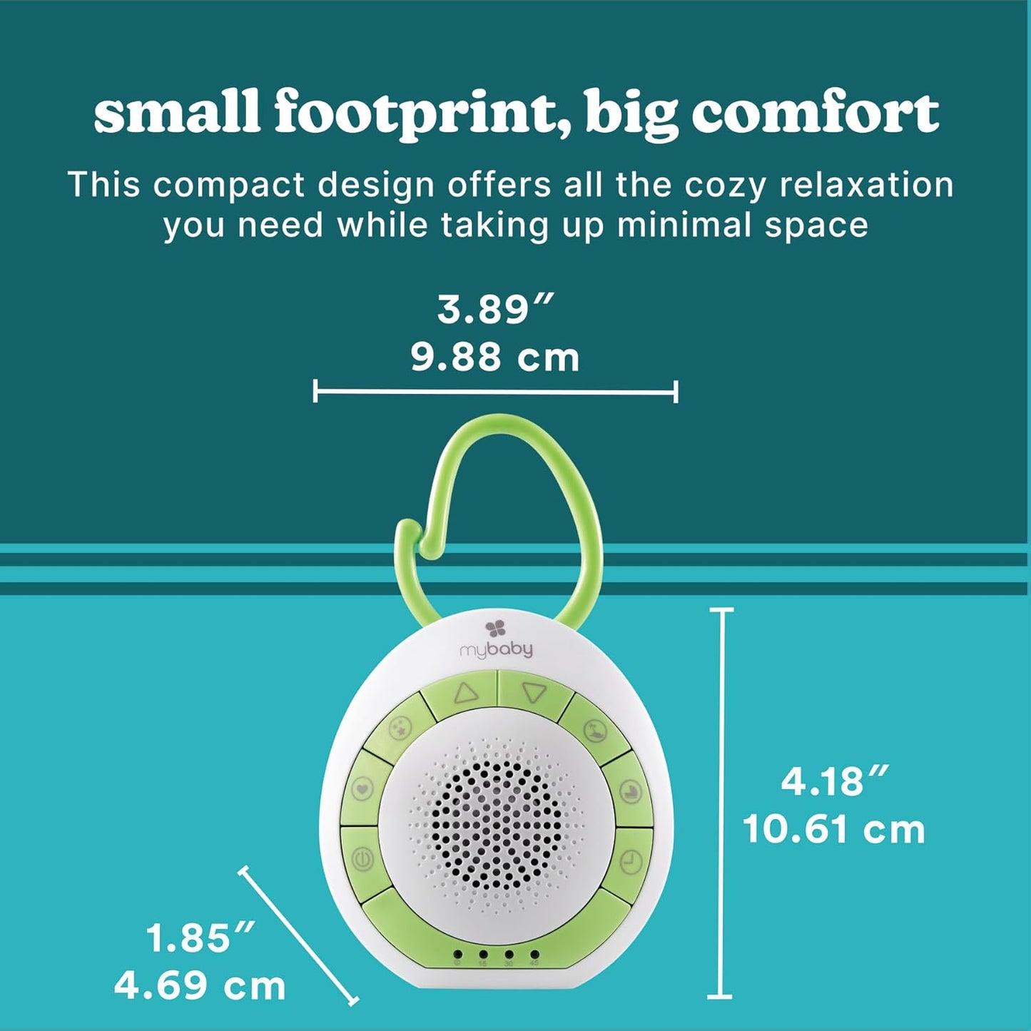 MyBaby Sound Machine, White Noise for Baby, Travel, Nursery and On The Go, 4 Soothing Sounds, Integrated Clip, Small and Lightweight, Great for Registry Gift