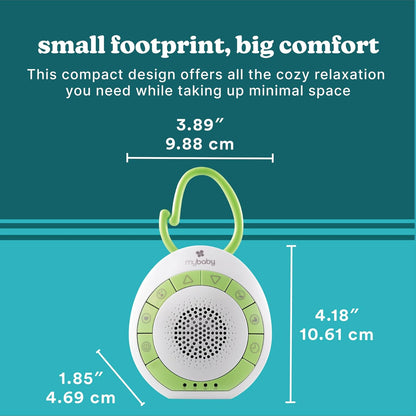 MyBaby Sound Machine, White Noise for Baby, Travel, Nursery and On The Go, 4 Soothing Sounds, Integrated Clip, Small and Lightweight, Great for Registry Gift