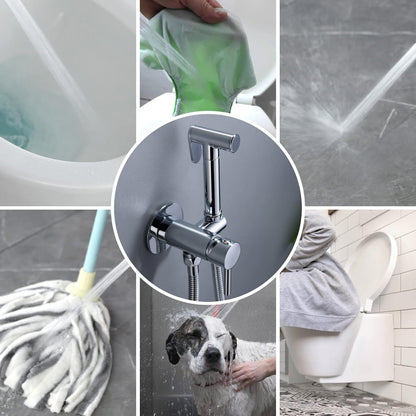 SHAMANDA Handheld Bidet Sprayer for Toilet, Stainless Steel Baby Cloth Diaper Sprayer Kit, Bathroom Toilet Bidet Attachment Set for Bathing Pets Feminine Hygiene, Matte Black BDS01-7