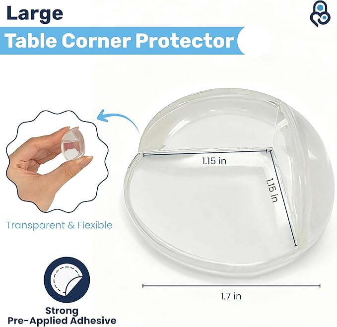 Baby Proof Me 12 Pack Large Table Corner Protector for Baby & Toddlers, Clear Corner Guards & Edge Protectors, Furniture Corner & Edge Safety Bumpers, Baby Proofing for Sharp Edges, Strong Adhesive