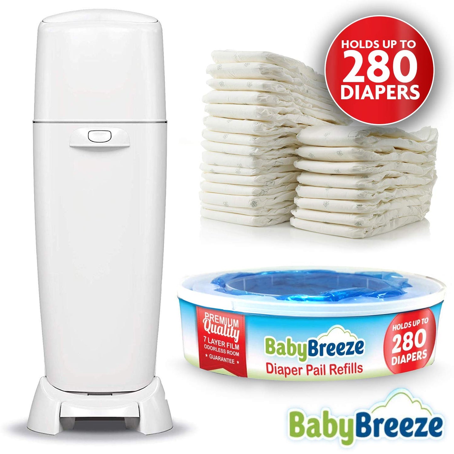 Diaper Pail Refill Bags Compatible with Playtex Diaper Genie- 1960 Count (7 Sets of 1 Pack) – by BabyBreeze