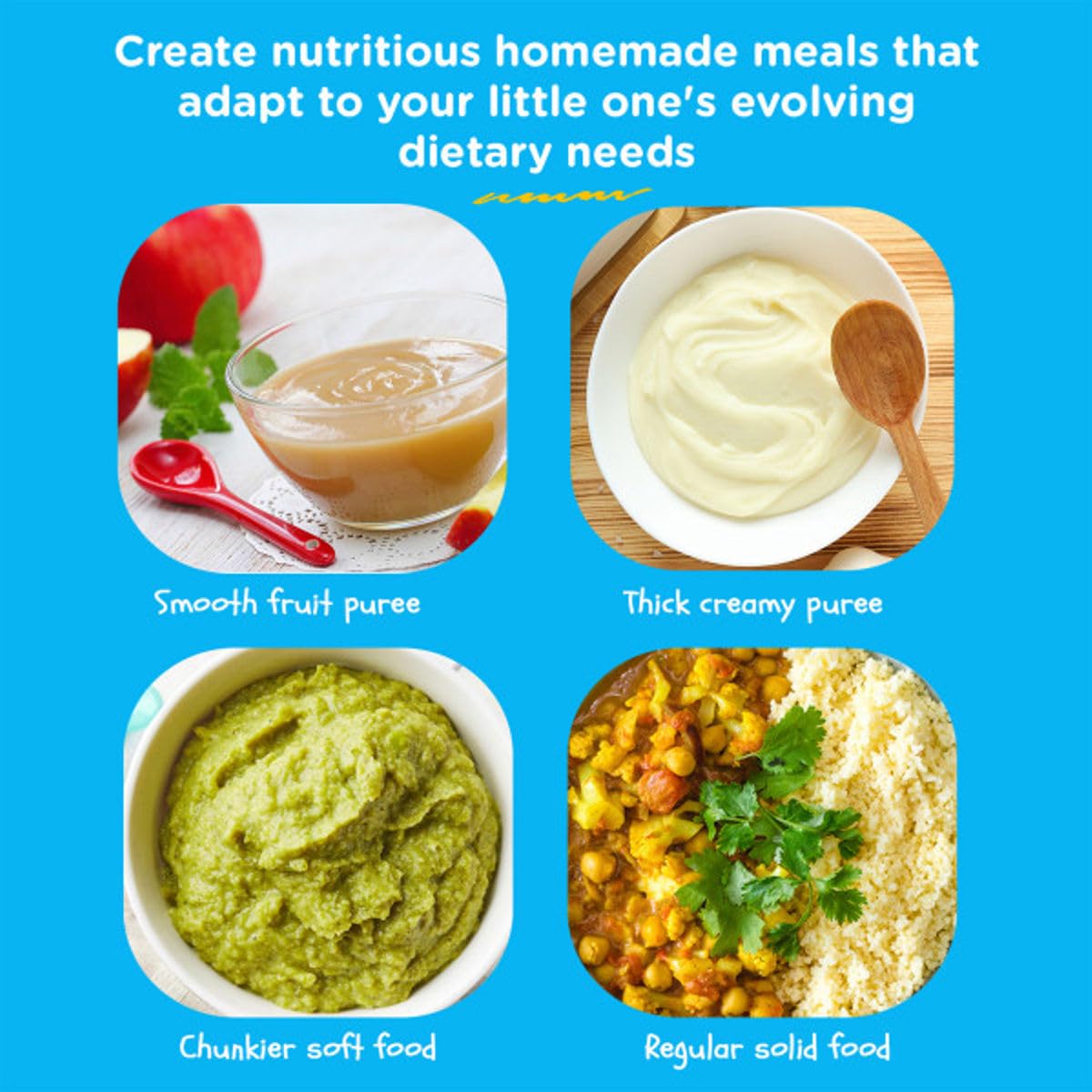 EVLA'S Baby Food Maker, Steamer, Blender, Baby Food Processor for Healthy Homemade Baby Food in Minutes, Touch Screen with 6 Reusable Food Pouches, Baby Registry Essential, White