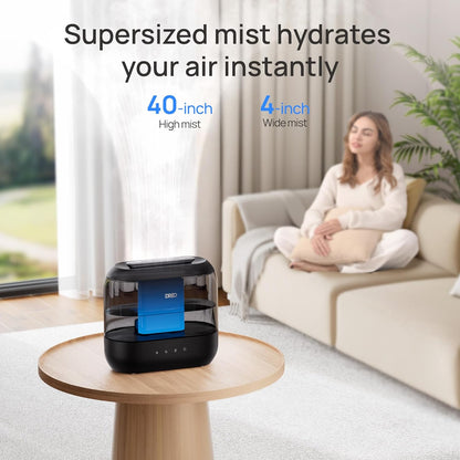 Dreo Humidifiers for Bedroom, 4L Top Fill for Large Room, 36H Runtime, 28 dB Quiet Supersized Cool Mist Air Humidifier for Baby Nursery, Plants, Indoor, Night Light, Easy to Clean & Fill, White