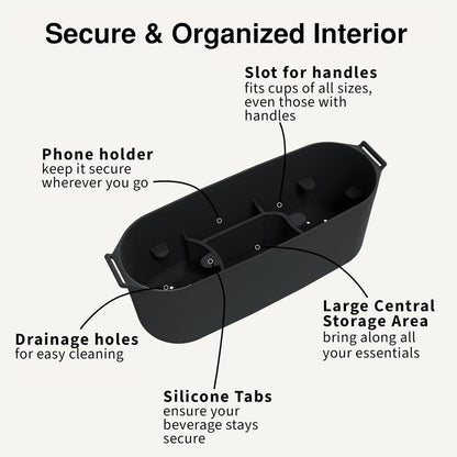 Universal Silicone Stroller Organizer | Waterproof, Easy-Clean Caddy with Secure Cup Holders & Organized Interior | BPA-Free, Anti-Slip Straps | Fits Uppababy, Nuna, Doona & Most Strollers | roo go