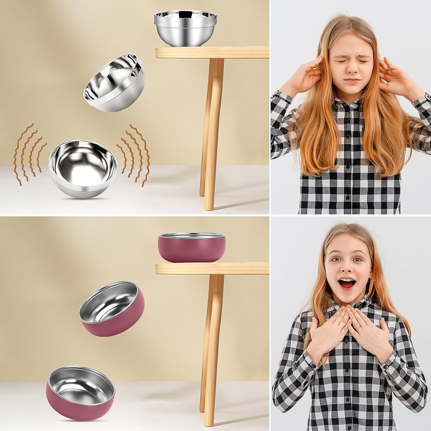 ShineMe Stainless Steel Bowls, 6 pack Snack Containers with Removable Colorful Silicone Sleeves, Unbreakable Kids Bowls for Icecream, Soup, Cereal, Yogurt...