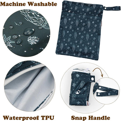 Mama Koala 3.0 Baby Cloth Diapers with 6 Inserts Bundle, with 2 Pack Wet Dry Bags, and 2 Waterproof Pail Liners
