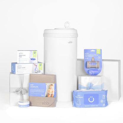 Ubbi Steel Diaper Pail, Odor Locking, No Special Bag Required, Award-Winning, Registry Must-Have, White
