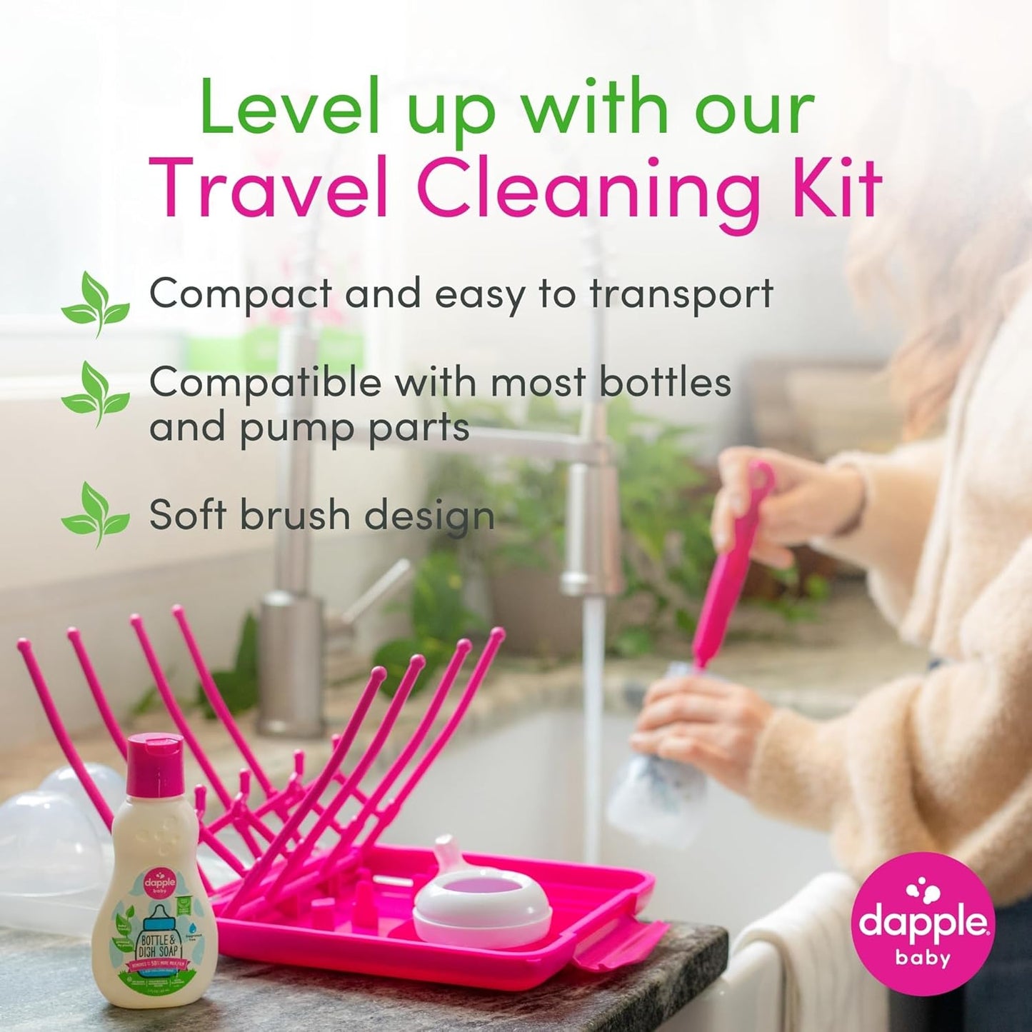 Dapple Baby Fragrance Free Bottle & Dish Soap - (3 Pack) 16.9 fl oz - Cleans Baby Bottles, Sippy Cups, Pacifiers, Breast Pumps, & More - Gently Removes Milk Film & Odors - Includes 1 Pump