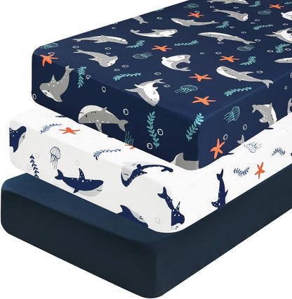 PHF 3 Pack Soft Mini Crib Sheets, Floral & Animal Pack N Play Sheets for Baby Boys Girls, No Slip Universal Fit for Pack N Play, Playard, Portable and Mini Crib Mattresses,Floral & Animal