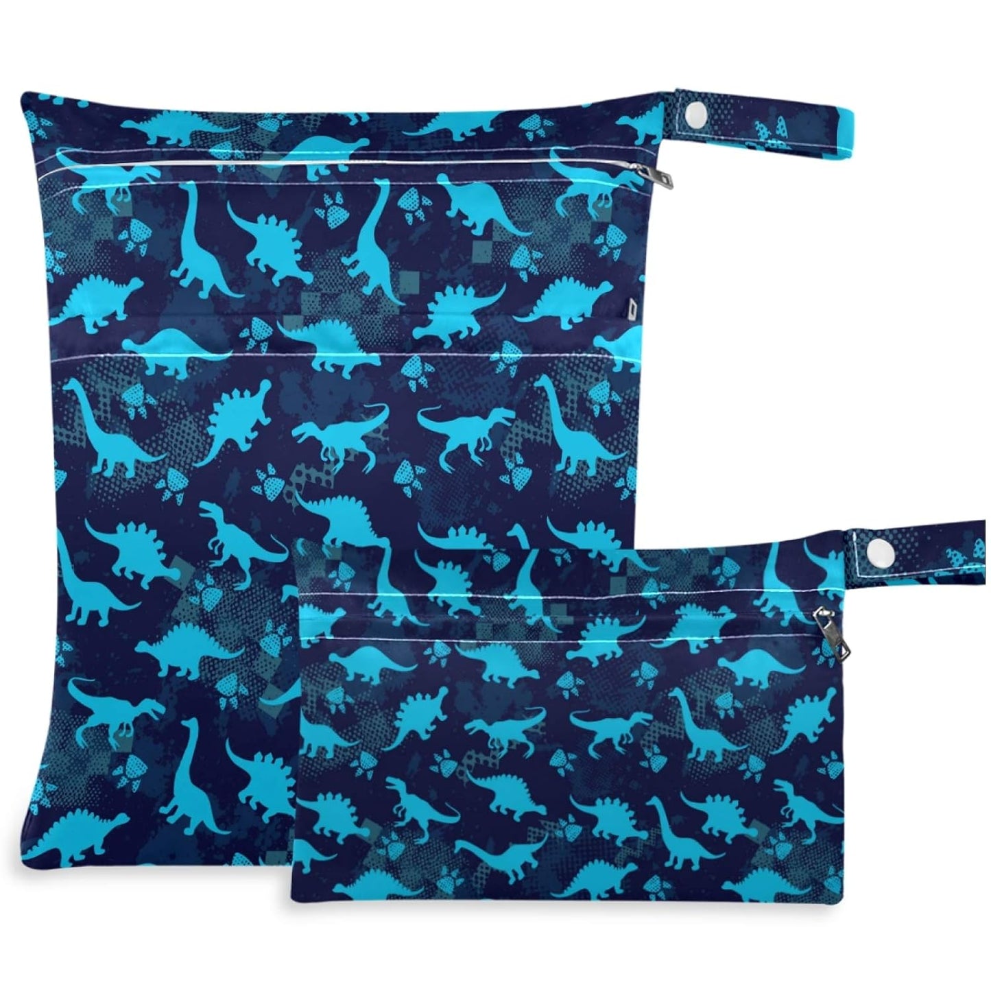 visesunny Leopard Grain 2Pcs Wet Bag with 2 Zippered Pockets Snap Handle Washable Reusable Roomy for Travel,Beach,Pool,Daycare,Stroller,Diapers,Dirty Gym Clothes, Wet Swimsuits, Toiletries