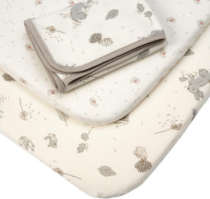 Tutti Bambini Premium Bassinet Sheets (2 Pack) - Soft & Breathable Bamboo Jersey, Double-Strength Bedside Sleeper Sheets, Fits Mattresses from 20.8 x 31.5 in to 23.6 x 35.4 in (Our Planet)
