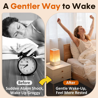 10-60 Mins Simulate Sunrise Alarm Clock: Gentle Wake Up Light Adjustable Brightness, 30 Volume, Bright & Loud Enough for Heavy Sleepers - White Noise Machine with 30 Soothing Sounds, Ease of Use