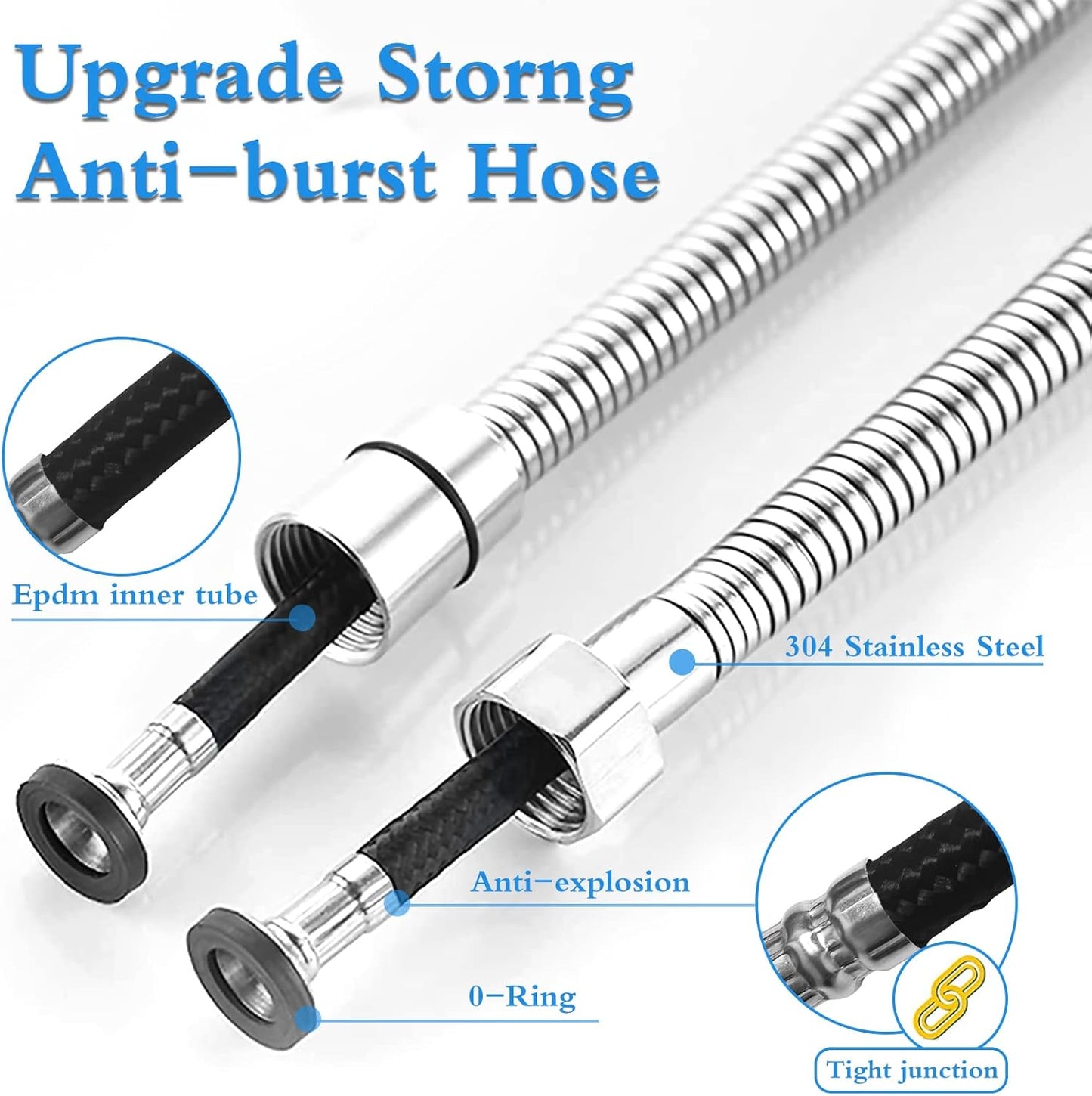 Ikaufen Handheld Bidet Sprayer for Toilet Adjustable Water Pressure Control Bidet Hose Attachment for Bathroom Shower Spray Stainless Steel Cloth Diaper Sprayer Kit