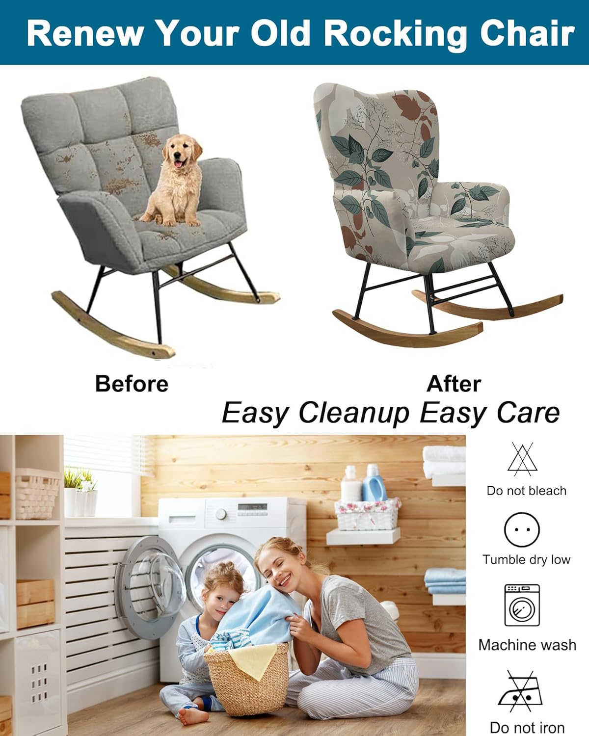CRFATOP Jacquard 1 PC Nursery Rocking Chair Recliner Covers Upholstered Glider Rocker Banquet Armchair Slipcover Stretch Accent Chairs Furniture Protector for Living Room Bedroom Offices,Green